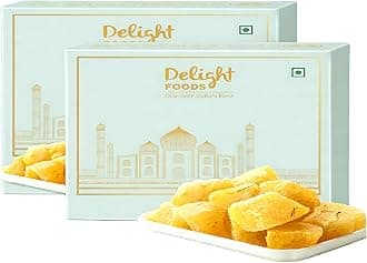 Delight Foods Original Agra ka Kesar Dry Petha 700g (350g x2) | Famous Agra Kesar Petha Sweet | Soft Delicious Indian Mithai | Traditional Ash Gourd Sweets