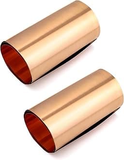 QWORK® 2 Rolls of 0.1mm Copper Sheet Roll, 99.9% Pure Copper Metal Sheet Foil - Each Roll 0.1mm x 20cm x 1M (0.004" x 8" x 39.5")