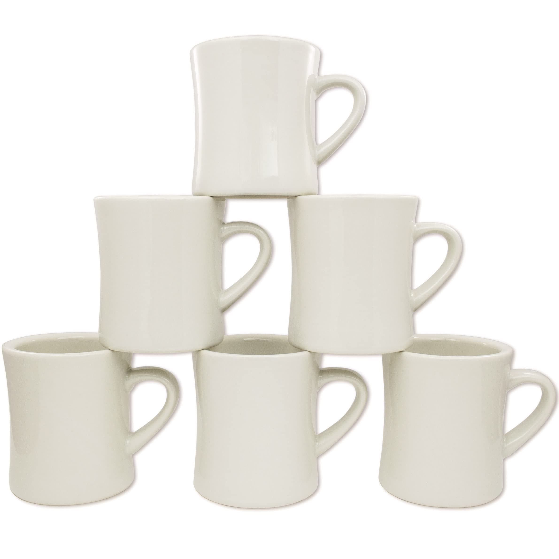Diner Coffee Mugs — Restaurant Coffee Mugs, Retro Coffee Mug – Sturdy & Heavy Diner Mug – Nostalgia in Every Sip [Cream, 11 oz, Set of 6]