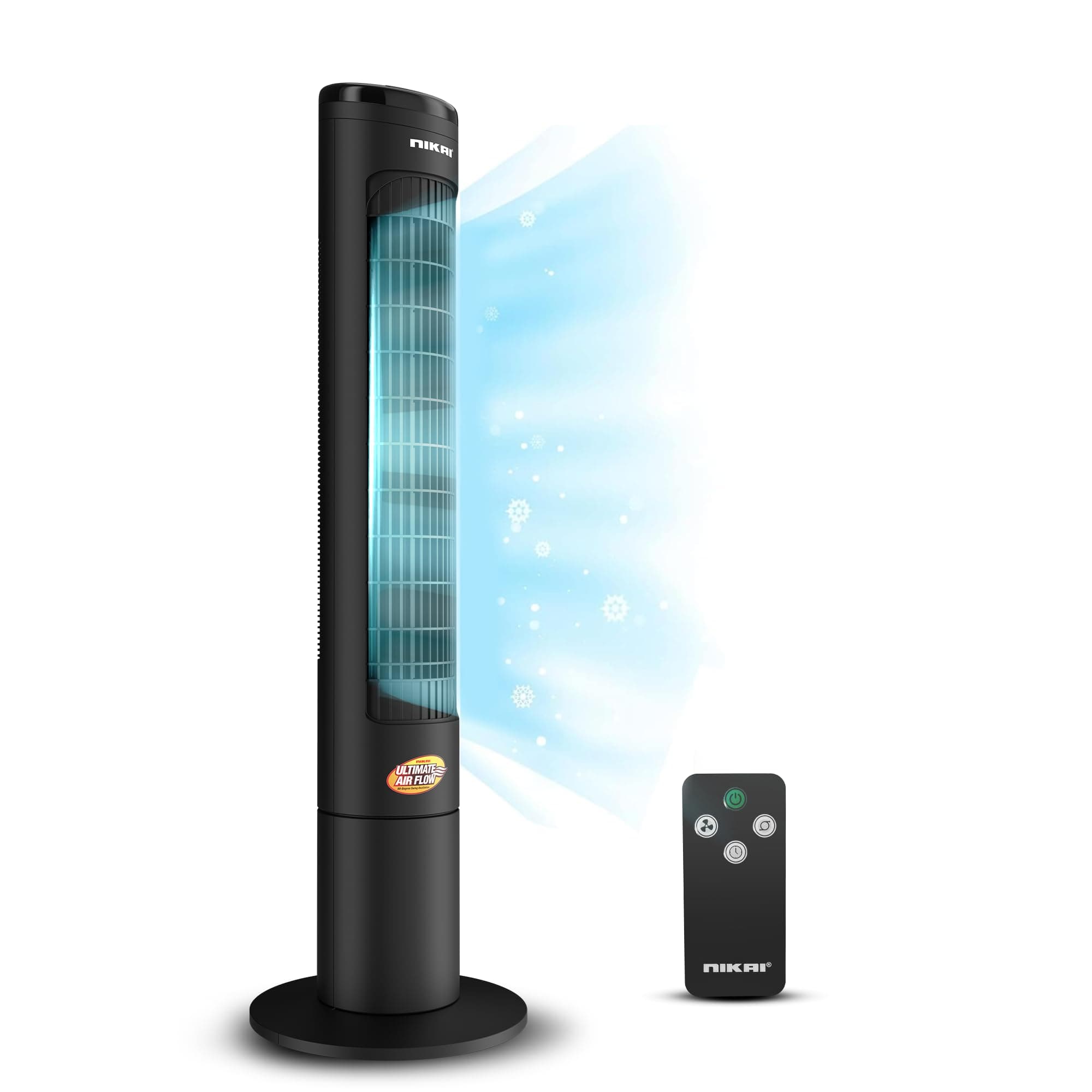 Tower Fan with Remote, 40" Height, LED Touch Panel, 80° Oscillation, 12-Hour Timer, Quiet Operation, Powerful Airflow, Energy Efficient, Ideal for Home & Office Use, 2 Years Warranty