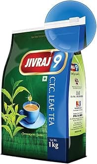 - Jivraj 9 CTC Tea Leaf, Premium Assam Tea Leaves, Crush-Tear-Curl Tea Leaf Process, 1 Kg, Pack of 1