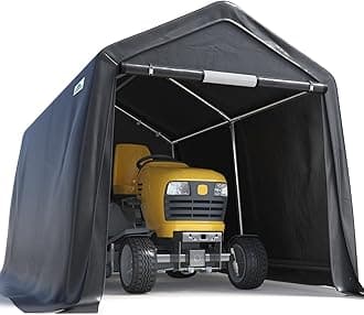 ADVANCE OUTDOOR 10X10 ft Heavy Duty Outdoor Patio Portable Canopy Storage Shelter Shed Carport with 2 Rolled up Zipper Doors & Vents for Snowmobile Garden Tools, Gray