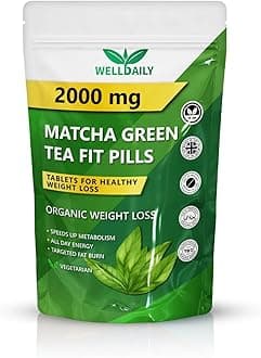 Matcha Green Organic Tea Fit Pills 2000MG | Natural Energy & Metabolism Booster, Fat Burner, Appetite Suppressant, Weight Management Support, 60 Tablets