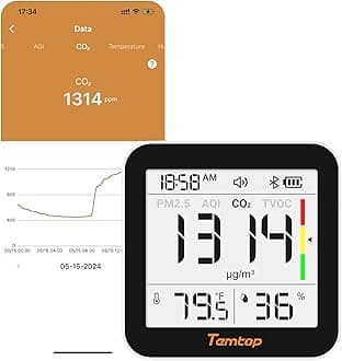 M10+ Indoor Air Quality Monitor & CO2 Meter for Home, 6-in-1 PM2.5 & VOC Detector, E-Ink Display, Battery Powered 60-Day Quiet Bedroom Air Pollution Monitor, App Temperature & Humidity Sensor