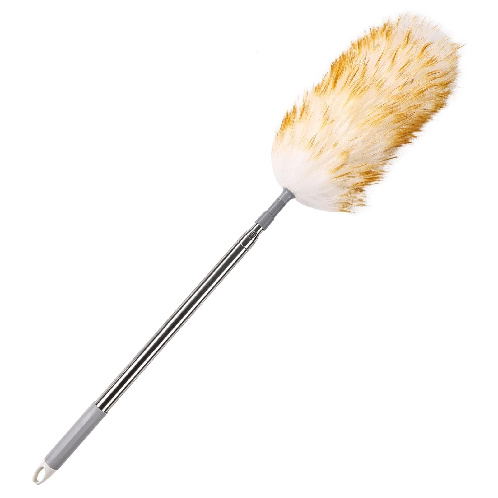 Lambswool Duster for Cleaning with Non-Slip Handle 98.4" Removable Retractable Feather Duster for Cleaning Ceiling Fans Window Blinds Interior Roof Furniture(1PCS)