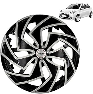 Prigan Wheel Cover for PULSE2 14 Inch Black Silver Wheel Cap (Available in 13,14 Inch) (Set of 4 Pcs) (Press Fitting) Model- Spider BS-14