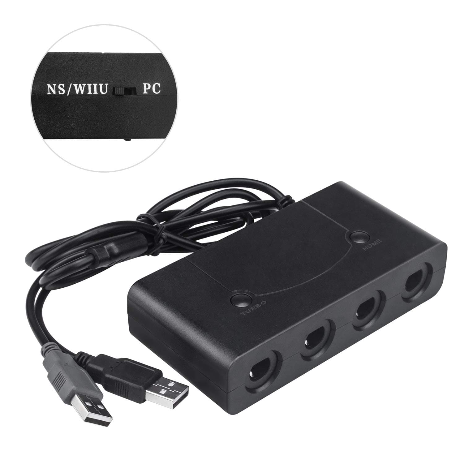 Gamecube Switch Adapter Compatible with Nintendo Switch Wii U Consoles and PC USB, 4 Ports