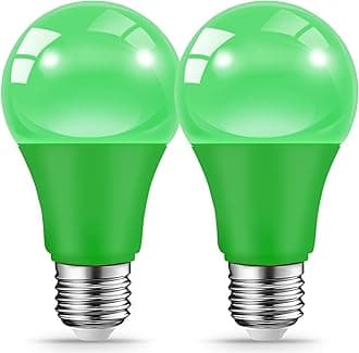 JAHEKS Green Light Bulbs for Outdoor Porch, 9W(60W Equivalent) E26 Base LED Green Bulb for Christmas, Halloween,Wedding,Party,Bar,Holiday Lighting,Home Decor, 2-Pack