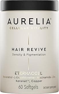 AURELIA Hair Revive | Advanced Cellular Anti-Aging Supplement | Support Hair Growth & Fuller, Healthier Hair | with Zinc, Resveratrol, Niacinamide, Ergothioneine, Keranat & Cooper