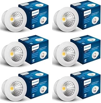 Philips Polycarbonate LED COB Spotlight|AstraMini Spotlight for Display|Premium & Compact Display Light with 1 inch Cutout|Cool Day Light, Pack of 6, Corded Electric, Multicolor
