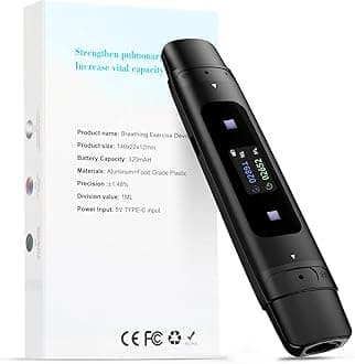 Breathing Exercise Device, Respiratory Muscle Training for Better Breathing, Time Result Display, Smart Guided Assistant for Athletes and Sports Enthusiasts, Improves Sleep with Real(With App)