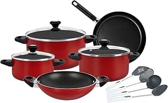 Prestige Classique Cookware Set, Red,12 Piece,PR21179