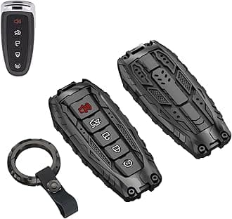 Heavy Key Fob Cover Case Protector for Ford, Keychain, Accessories for Ford C-Max Edge Escape Expedition Explorer Flex Focus Taurus Lincoln MKS MKT MKX Navigator (Model-C Black)
