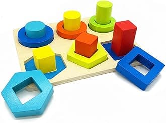 Baybee Wooden Shape & Colour Sorter Wooden Toys for Kids, Wooden Blocks Stacking Toy with 6 Panels & Attractive Colours, Early Educational Learning Toy for Kids Boys & Girls