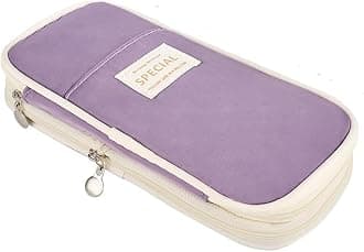 Deyaah Pencil Case for School Supplies, Large Pencil Pouch with Zipper, Cute Pencil Bag for Office Supplies Makeup Bag, Desk Organizer for College Adults Women Men (Purple)