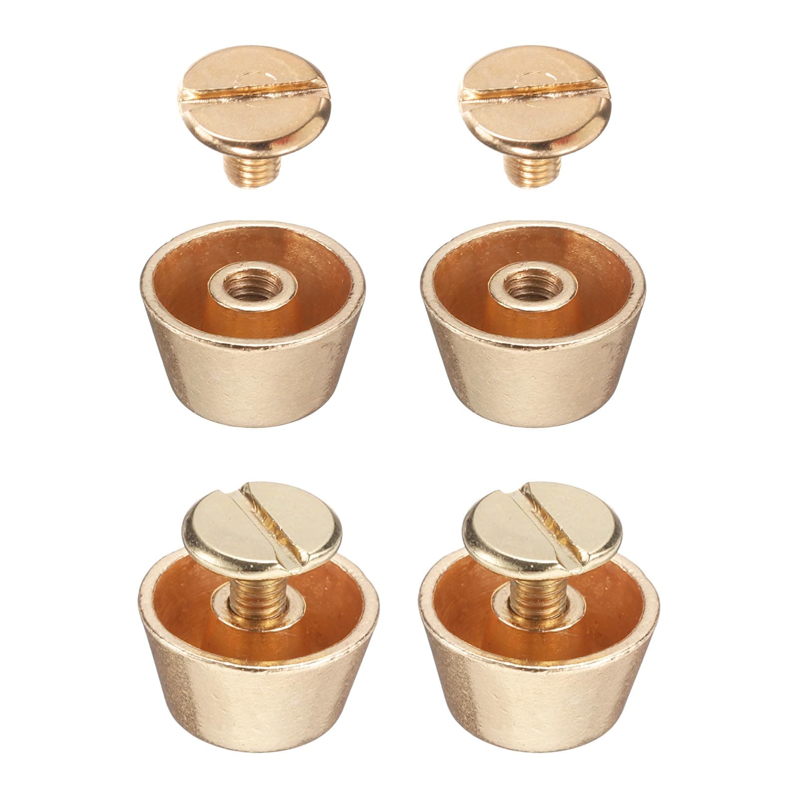 4 Set Rivets Stud Handbag Purse Feet 1/2" Flat Head Studs Screw Back Spikes Alloy Rivets Buckle Leathercraft for Leather Bag Totes Clothing DIY, Gold Tone