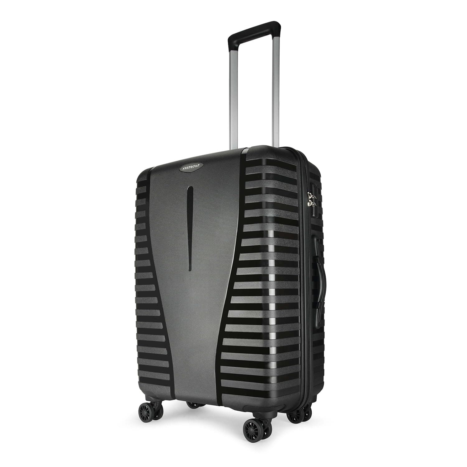Medium Airpro Check-in 66 Cm() Polypropylene 360 Degree 8 Wheels Trolley Bags for Travel Hard Case Luggage, Lightweight with Combination Lock & Robust Trolley with 3 Years Warranty (Black)