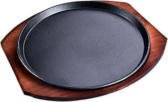 YYJINGYOU Skillet with Cast Iron Round Home Restaurant Rotisserie ((Plate + Iron) 27cm)