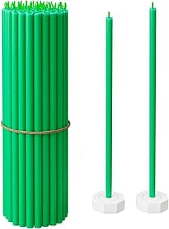 BlueBee Pure Beeswax Candles Bulk for Home - 40pcs Tall Thin Taper Candles + 2 Holders, Honey Scent, Smokeless, Long-Burn, All Natural for Church Prayer, Hanukkah, Birthday Cake, Christmas Advent