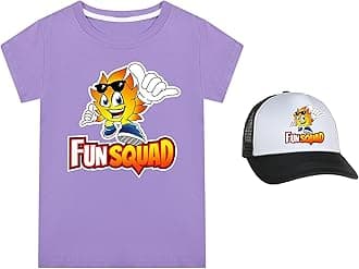 Boys Girls Fun Squad Merch T Shirt and Snapback Cap Cotton Tshirt Kids Hat Short Sleeve Unisex Birthday Clothes Gift for Child