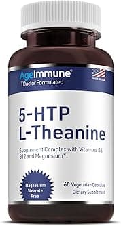 - 5-HTP Formula for Stress Relief and relaxation support for Teens and Adults with 5-HTP, L-Theanine, Vitamin B6, Vitamin B12, Magnesium - Doctor Formulated - Magnesium Stearate Free - 60 capsules.