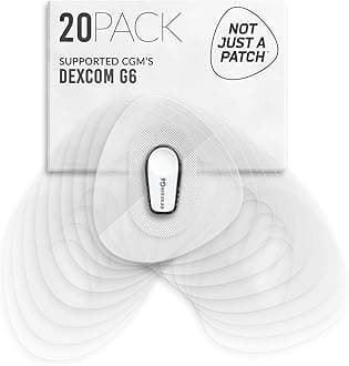 Not Just A Patch Dexcom G6 Adhesive Patches (20 Pack) - Dexcom G6 Stickers Adhesive Patches for Skin - Water Resistant Dexcom Overpatch G6 for Active Lifestyle 10-14 Days - Transparent