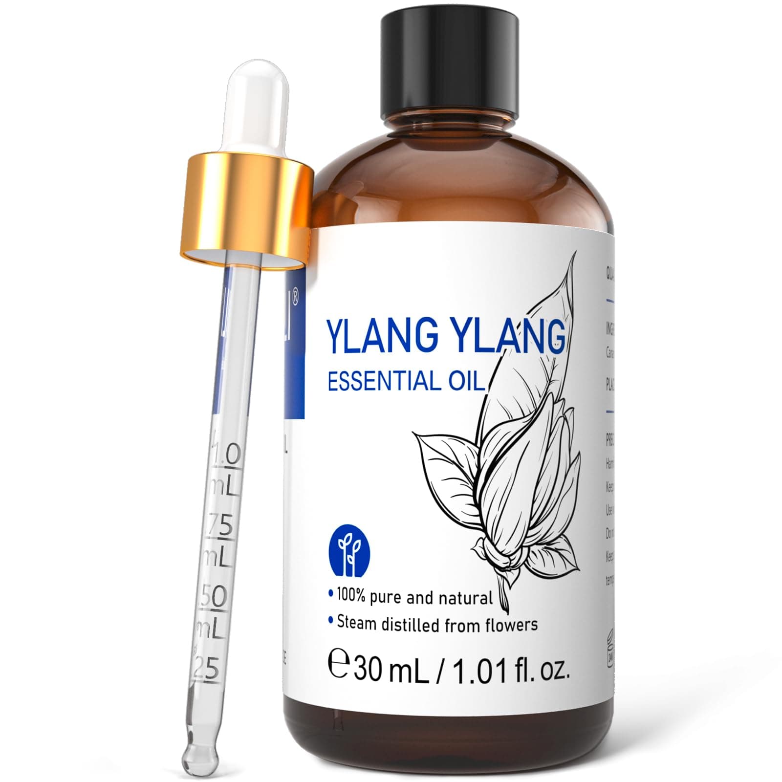 Ylang-Ylang Essential Oil, Long-Lasting Scent for Diffusers, Perfumes, Aromatherapy, DIY - 1.01 Fl Oz