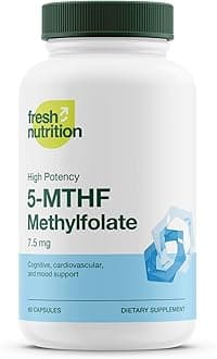 Fresh Nutrition L Methylfolate 7.5mg – DNA Verified for Maximum Potency – Superior Bioavailability – 5-MTHF Methyl Folate - 90 Capsules