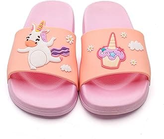 MEMON Toddler Little Kids Dinosaur Beach/Pool/Shower Slides/Anti-Skid Home Bath Slippers/Cute Summer Outdoor Shoes for Girls and Boys