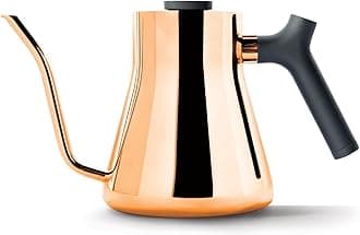 Fellow Stagg Stovetop Pour-Over Coffee and Tea Kettle - Gooseneck Teapot with Precision Pour Spout, Built-In Brew Range Thermometer, Copper, 1 Liter