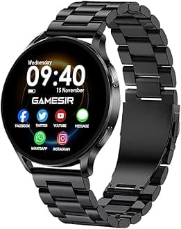 GAMESIR EVO Vista Premium Metal Smartwatch, 1.3” HD Display Bluetooth Calling, Fitness & Sleep Tracker, 100+ Sports Modes, IP67 Waterproof Compatible with Android & iOS for Men’s & Women (Metal Black)