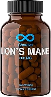 Charava Lions Mane Mushroom 500mg (Organic) - 60 Servings - Lion's Mane Supplement - Lion's Mane Mushrooms Extract