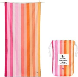 Dock & Bay Beach Towel - Quick Dry, Sand Free - Compact, Lightweight - 100% Recycled - Includes Bag - Summer - Miami Sorbet - Extra Large (200x90cm, 78x35)