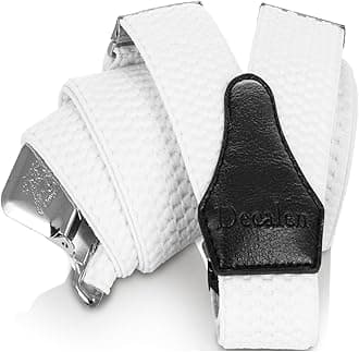 Decalen Mens Braces with Very Strong Clips Heavy Duty Suspenders One Size Fits All Wide Adjustable and Elastic Y Style