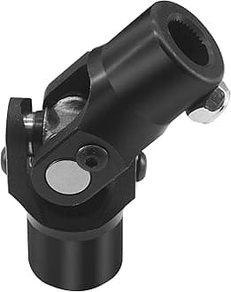 BUYMACHINERYPARTS 3/4" Round x 5/8"-36 Spline Black Steering Universal Joint Single U Joint Shaft,Total Length: 96mm (3-3/4")
