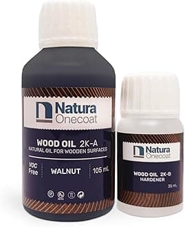 Natura Onecoat2 Component Wood Stain Oil, 140 mL, Walnut, Easy to Apply, Very Low Odor, Linseed Oil, Interior Furniture & Flooring, Dries Fast, VOC/Solvent Free, Durable Hardwax Oil