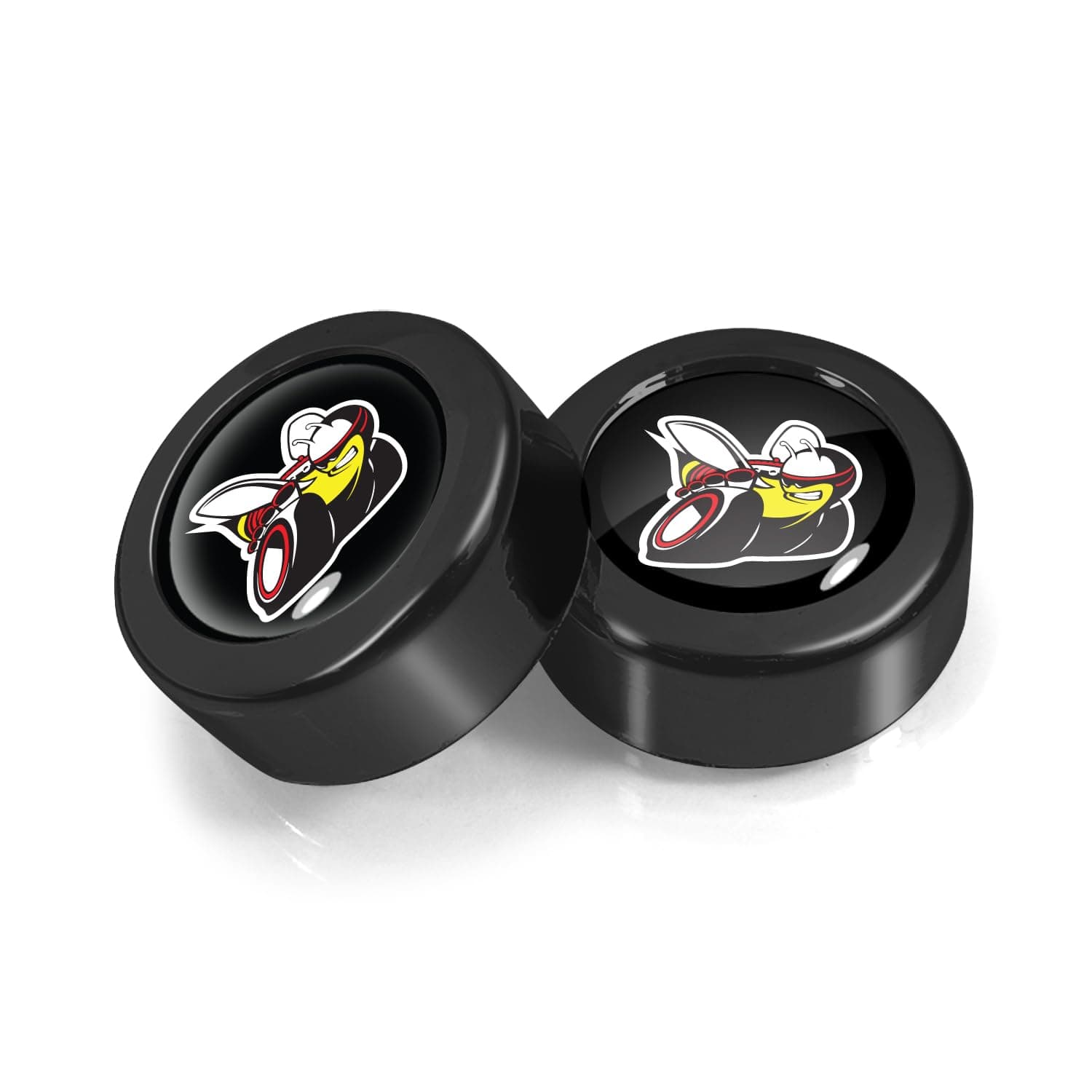 iPick Image for Dodge Scat-Pack in Black Dome Logo on Black Two ABS Plastic License Plate Frame Screw Cover Set - Official Licensed