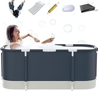 Portable Bathtub For Shower Stall, Large 45.3 inch Foldable Soaking Bathing Tub for Adults, Separate Family Bathroom Japanese SPA Collapsible Tub, Ideal for Hot Bath Ice Bath Drain Specifications