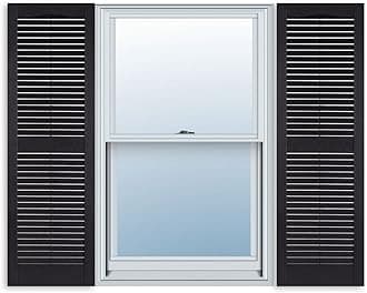 Exterior Solutions Standard Louver Exterior Vinyl Shutter, Black (Pair), 15 Inch x 51 Inch