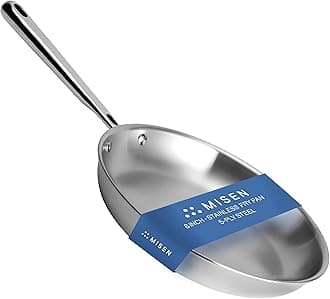 Misen 5-Ply Stainless Steel 8" Pan for Searing & Sauteing - Durable Cookware With Even Heating - Brings a Chef's Kitchen Home