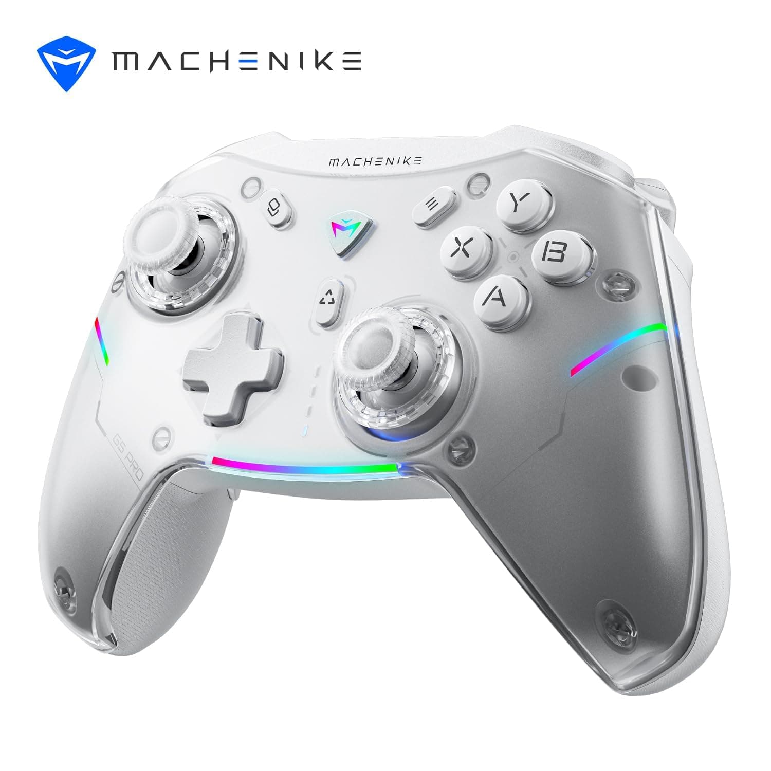 Machenike G5 Pro Wireless Gaming Controller for Windows PC,Switch,IOS&Android,PC Controller Hall Effect Joystick＆Triggers/Gyroscope,RGB Lights (White)