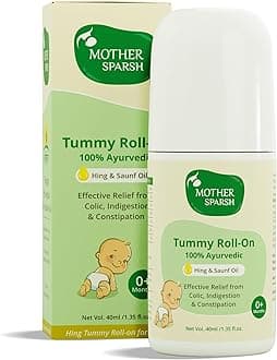 Mother Sparsh Tummy Roll On For Baby, Colic Relief, Constipation and Indigestion With Hing & Saunf | 100% Ayurvedic - 40ml