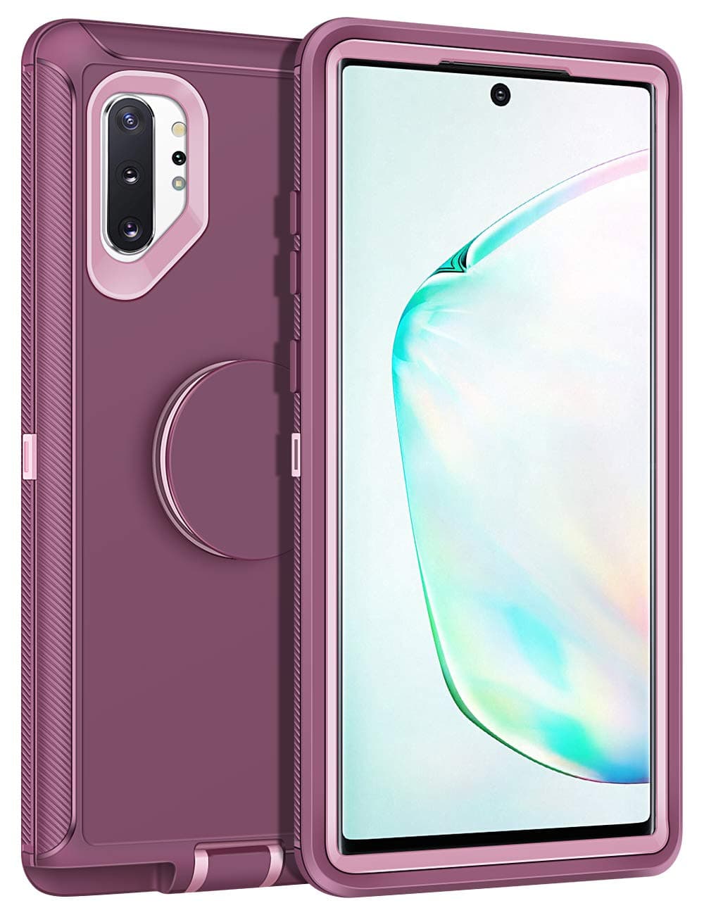 CHEERINGARY Case for Galaxy Note 10 Plus Case with Stand Protective Shockproof Heavy Duty Cover Note 10+ Case Built in Foldable Grip Cover for Galaxy Note 10 Plus Note 10+ 5G 6.8 inches Wine Red