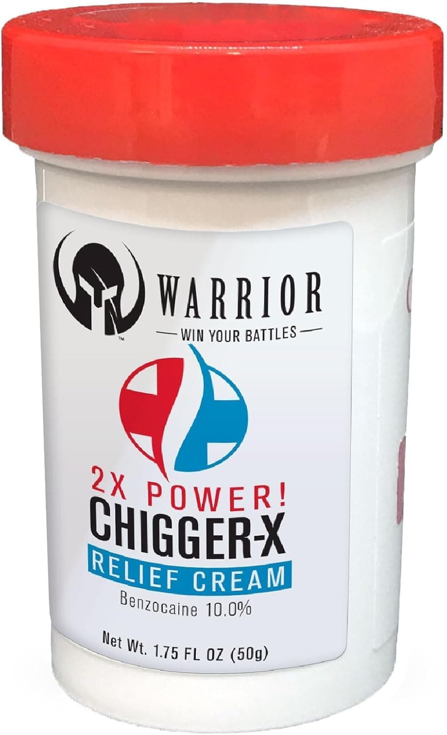 Warrior Chigger 2X Anti Itch Bug Cream - Fast Acting Itch Cream Formulated with 10% Benzocaine - Soothing Comfort from Chiggers, Bees, Ticks, Fire Ants, and More (1.75 OZ) - Pack of 2
