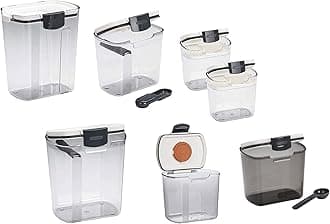 Progressive ProKeeper Baker's Airtight Kitchen Storage Canister Container Set for Flour, Sugar & More, Keeps Ingredients Fresh, with Accessories (Multicolor, 7- Piece)