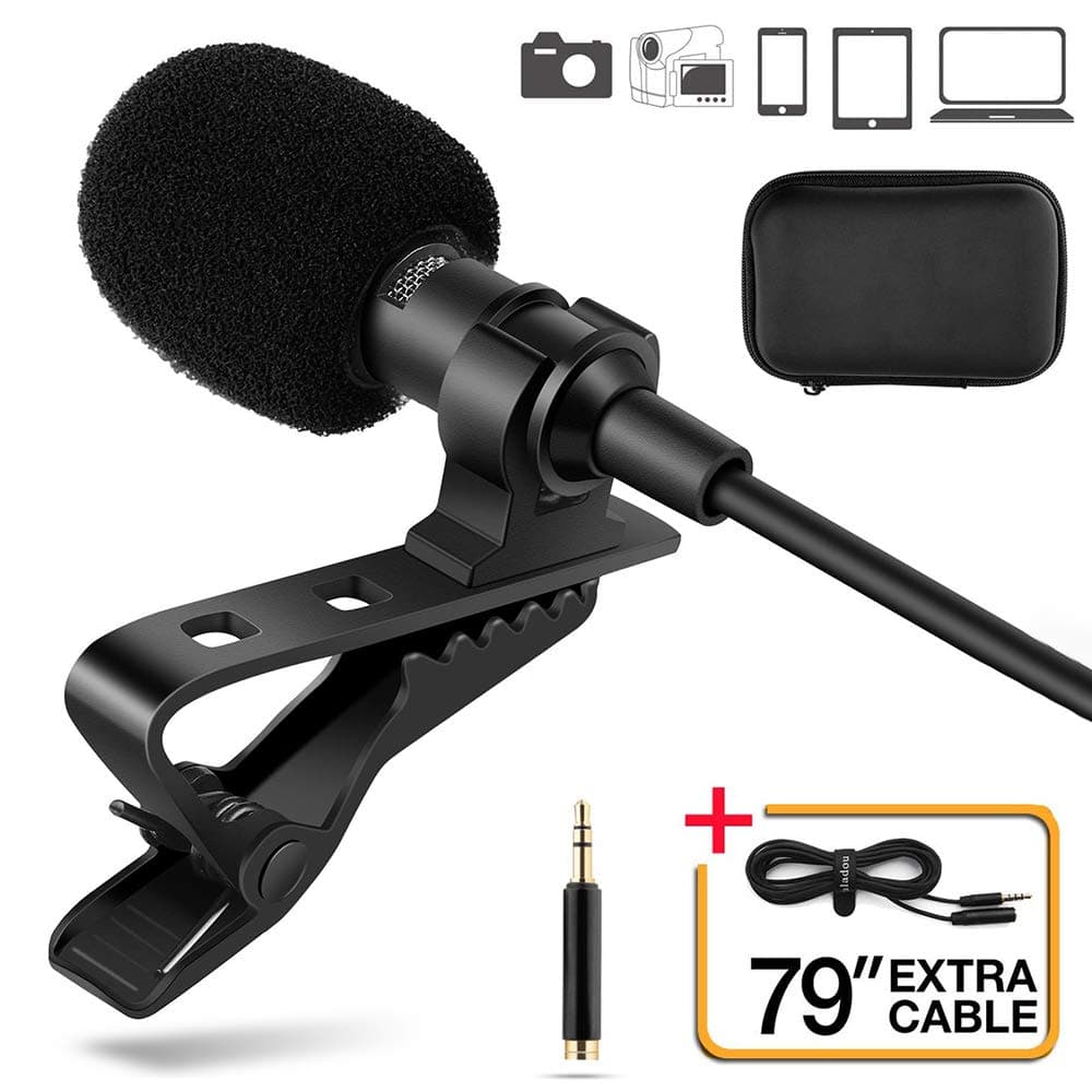 Lavalier Lapel Microphone 3.5mm Mic Pro Best for iPhone Android Smartphones Recording/YouTube/Podcast/Voice Dictation/Video Conference/Studio/Interview/External Condenser Cell Phone