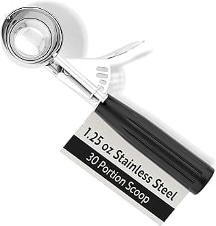 Restaurantware 1.25 Ounce Portion Scoop, 1 Trigger Release Stainless Steel Cookie Scoop - With Black Handle, Stainless Steel Disher, For Portion Control, Cookie Dough, Cupcake Batter, Or Ice Cream