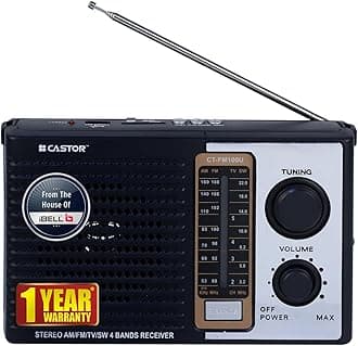 CASTOR iBELL CTFM100U Portable FM Radio, with USB, SD Card, MP3 Player & Dynamic Speaker 4 Band (Black)