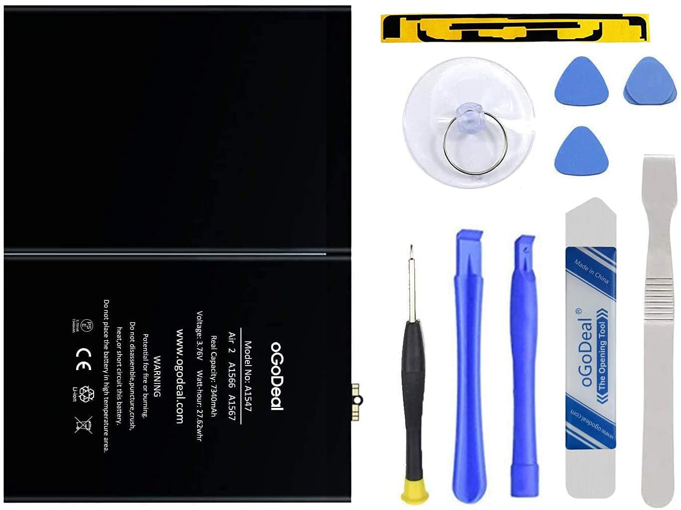 oGoDeal oGoDeal Battery Replacement for Apple iPad Air 2 A1566, A1567, iPad 6 (6th Generation) Battery Repair Kit with Adhesive and Complete Set Repair Tools