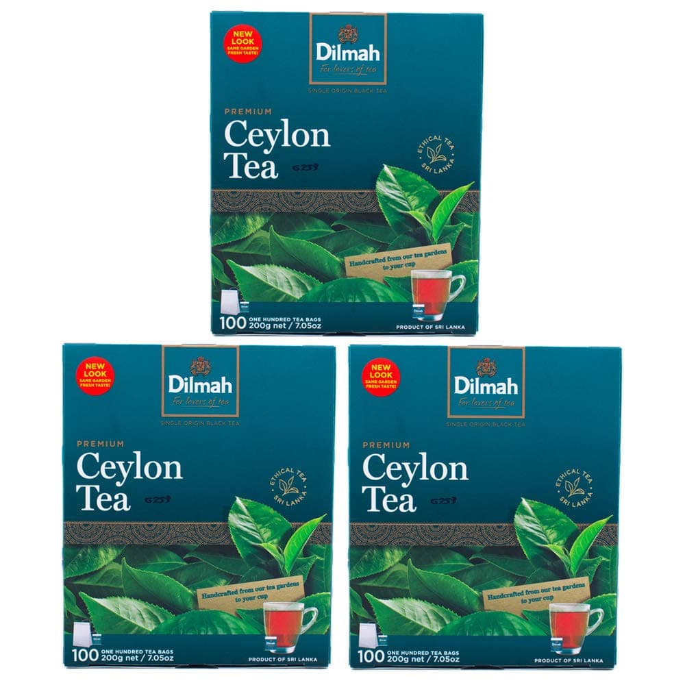 Premium 100% Pure Ceylon Tea, 100-Count Tea Bags (Pack of 3)